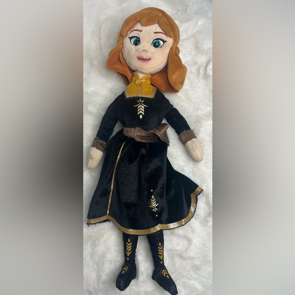 Disney Black and Gold Soft TY Sparkle Frozen Anna Plush